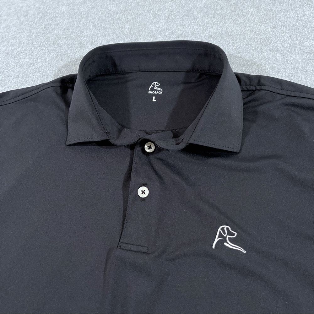 Rhoback Solid Black Mens Performance Polo Short S… - image 2